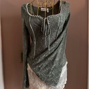 Willow Forest Green Lace Blouse